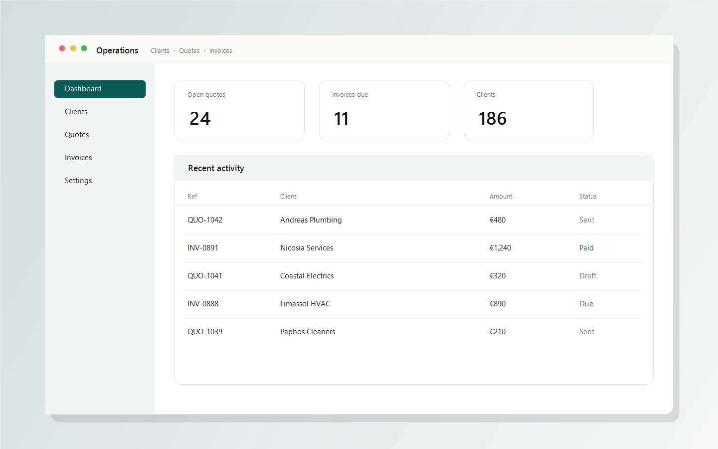 Custom business system interface